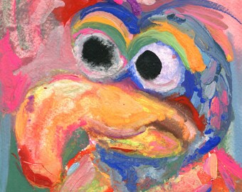 Gonzo from The Muppets Gouache Original Painting