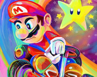 アート・デザイン・音楽 Mario Testino Let Me In Limited Edition Mario Kart Rainbow Road Poster, Nintendo Themed Wall Art, Game