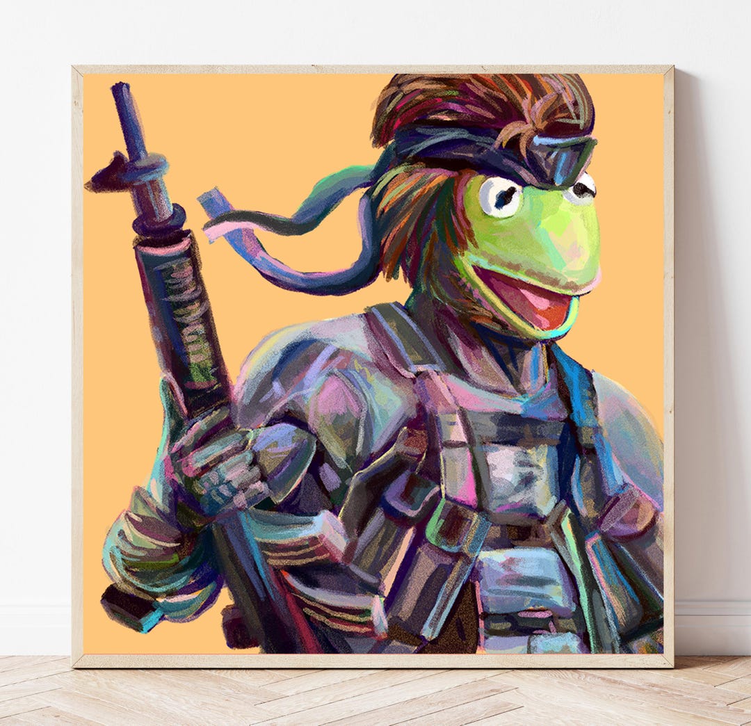 Kermit as Snake From Metal Gear Solid Art Print and Canvas for
