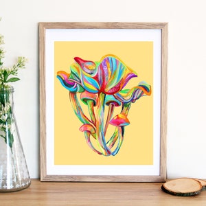 Mushrooms Watercolor Art Print for Home Decor