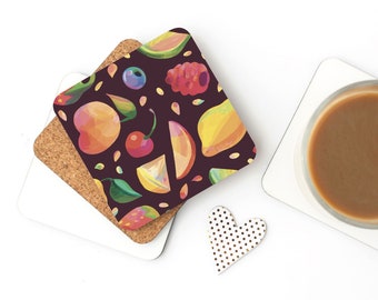 Fruit Salad Cork Back Coaster