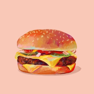 McDonalds  Burger Wall Art - Quirky Kitchen Decor Gift for Foodie, Fast Food Core Art Prints