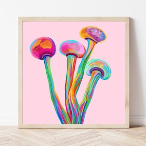 Mushrooms Wall Art Prints for home decor, Forest Core Art, Cozy Wall Print