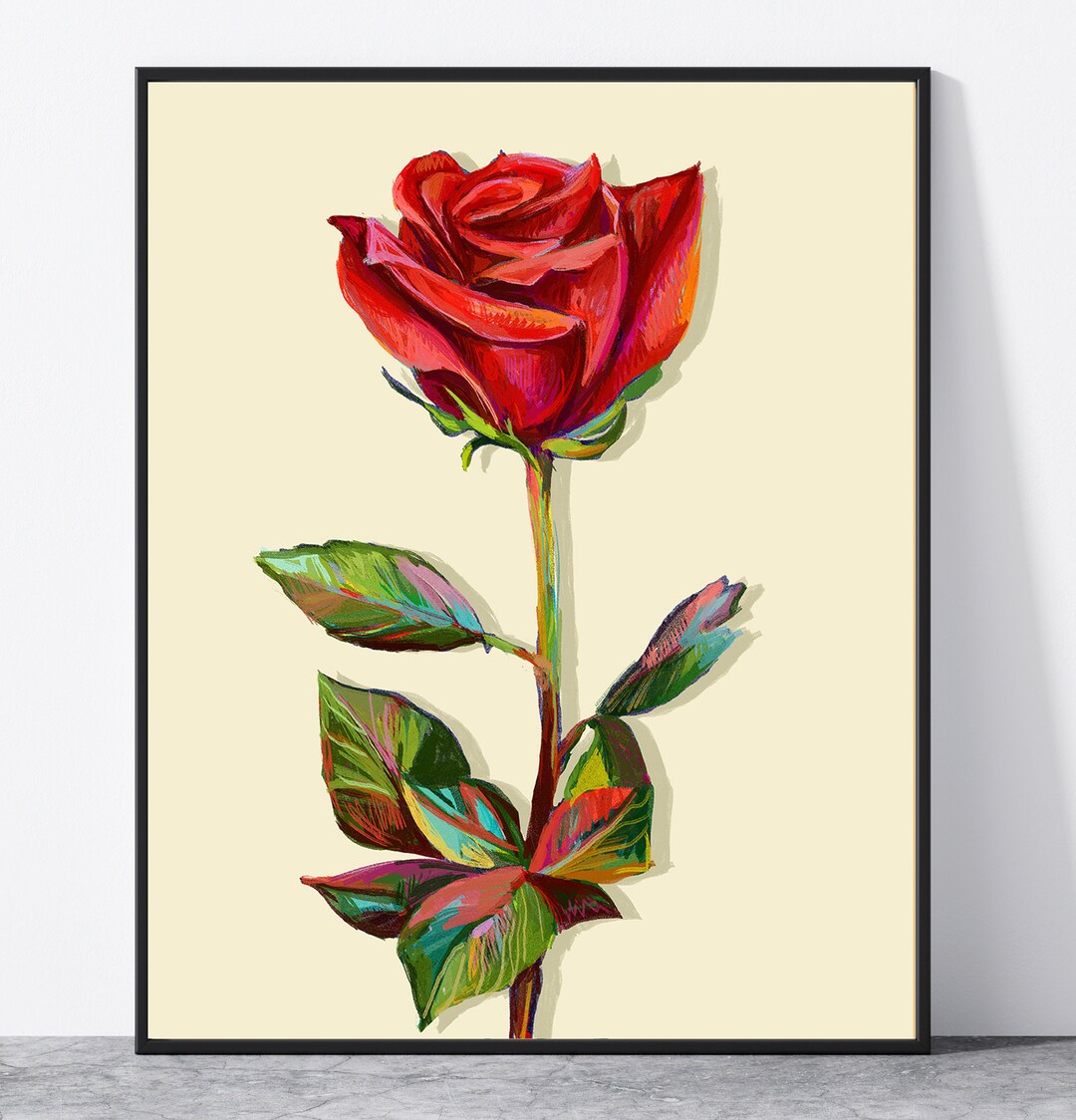 Red Roz Print Red Rose Art Print - Etsy
