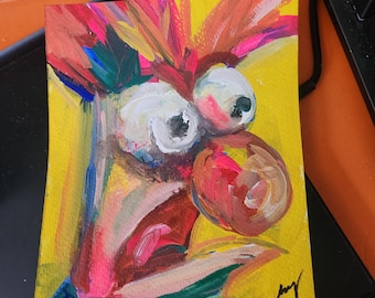 Beeker from The Muppets Original Gouache Painting