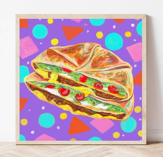 Taco Bell Crunchwrap Supreme Kitchen Art PRINT – Colourful Square 