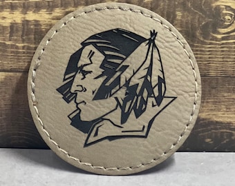 Round Fighting Sioux Leatherette Patch with Adhesive -  "Officially License"