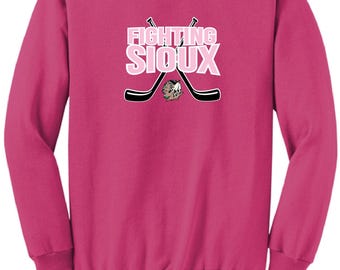 Crewneck Fighting Sioux Hockey Sweatshirt Pink - "Officially Licensed"
