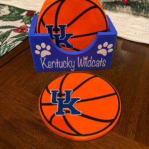 Kentucky Wildcats coasters - set of 6 with holder - man cave decor - football coasters - bar man cave decor