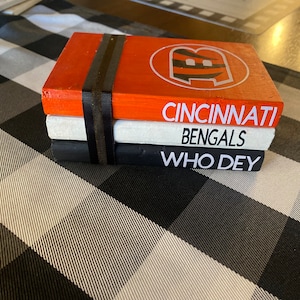 Cincinnati Bengals wooden book stack / Bengals decor / Office decor / Bengals decor / Man cave decor / Bengals gift