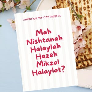 Passover Four Questions Place Card | Mah Nishtanah Printable