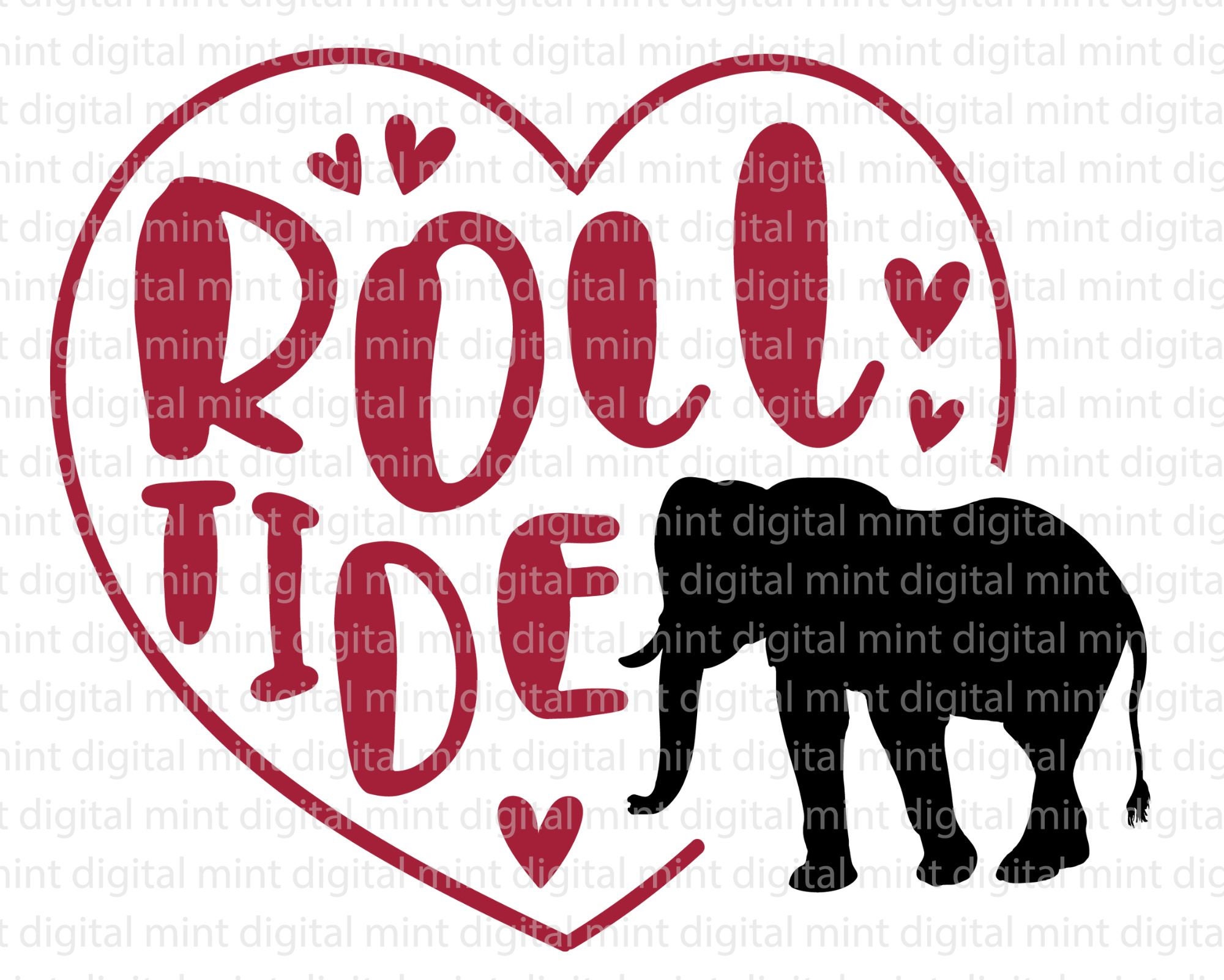 Roll Tide PNG Elephant Svg Elephant Heart Alabama Etsy