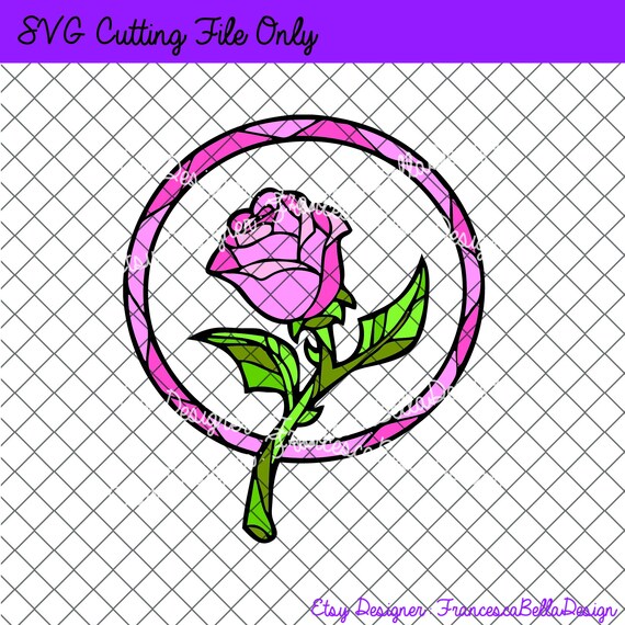 Svg File Stained Glass Rose Beauty And The Beast Art Etsy