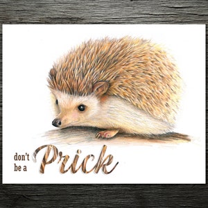Don&#39;t Be A Prick Hedgehog Drawing Print