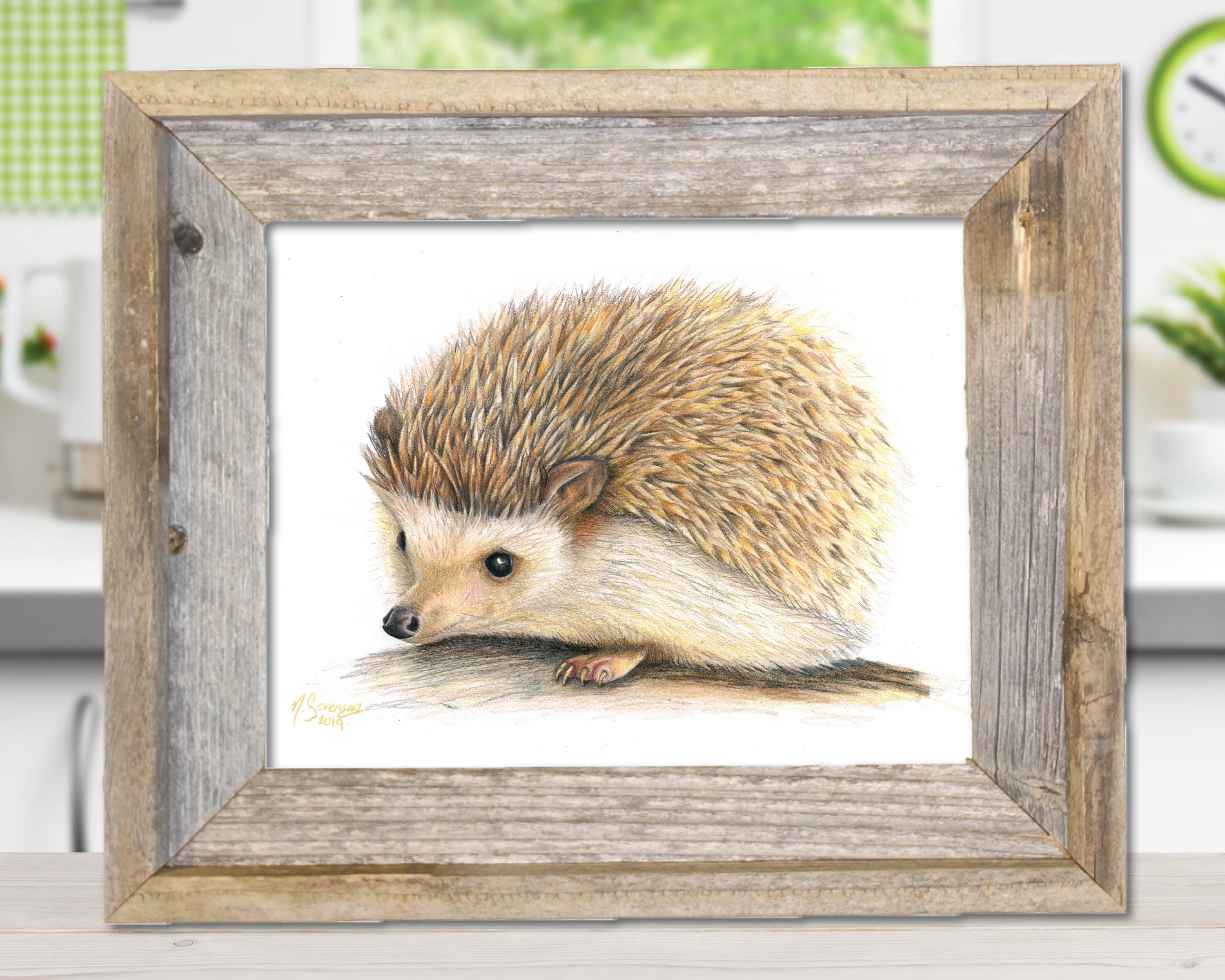 ハリネズミ　油彩画　原画 2L スズランハリネズミ アートプリント/イラスト複製画 イラスト