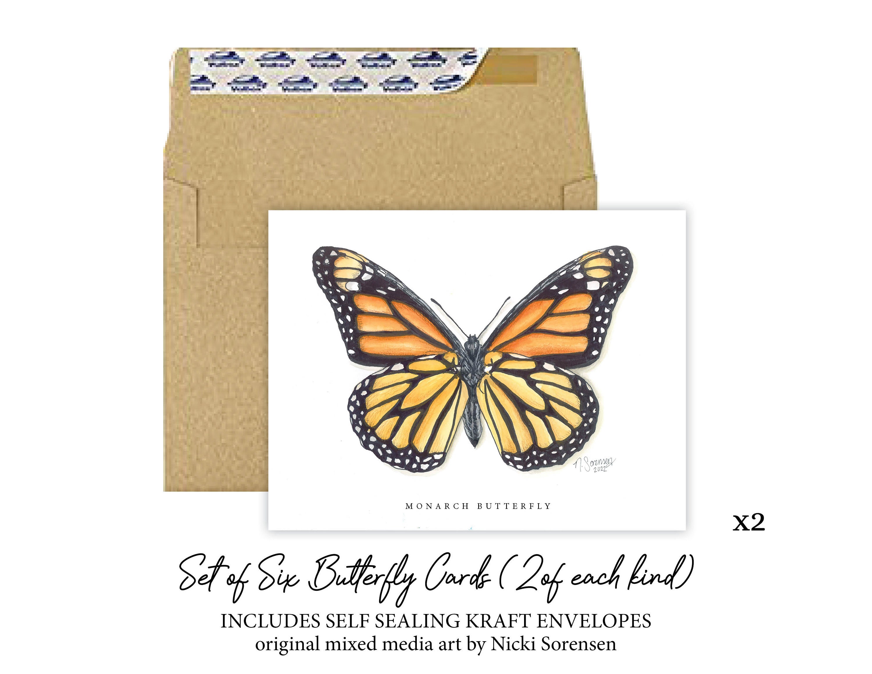 Set of 6 Butterfly Cards - Etsy