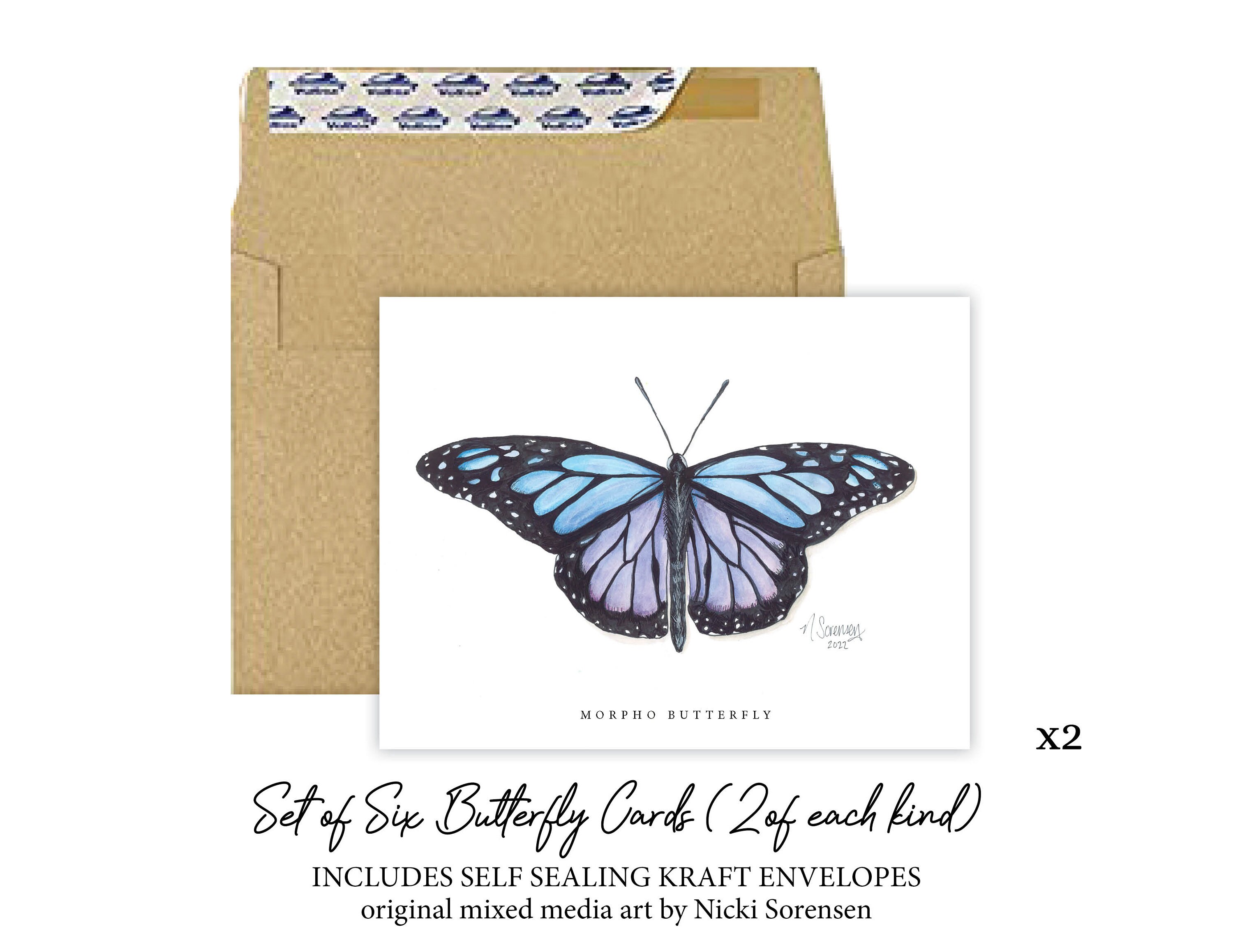 Set of 6 Butterfly Cards - Etsy