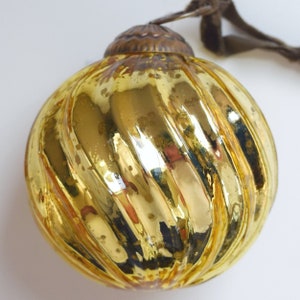 Set of 4 Gold Mercury Glass Ornaments (3.15 Inch Classic Twist Ball) - Perfect for Christmas Tree, Hanging Holiday Decoration, Gifts & Home