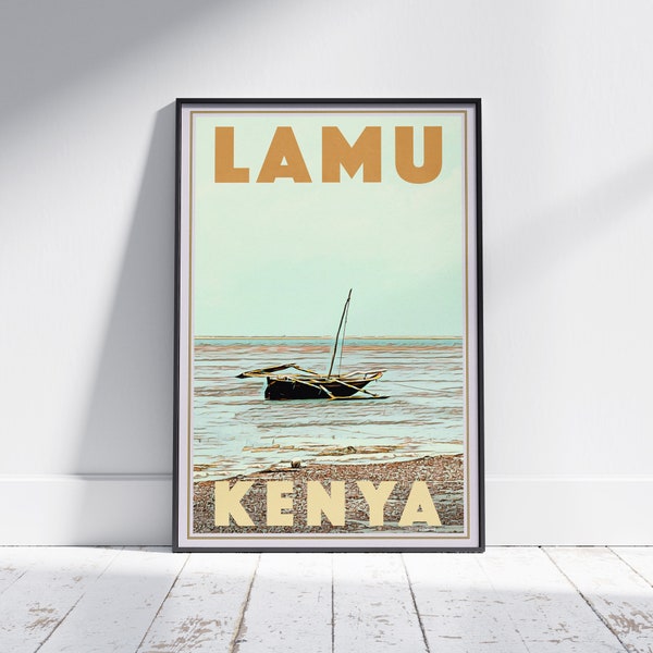 Kenya Poster Lamu Fishing Boat by Alecse | Limited Edition Kenya Print | Lamu Poster | Kenya Travel Poster | Lamu Print | Africa Travel Wall