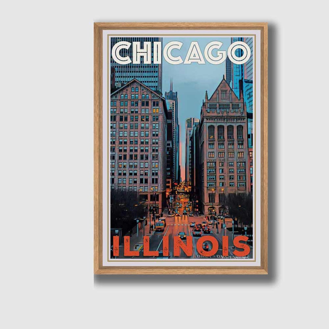 Poster Chicago Vintage titled Chicago Perspective Retro Etsy
