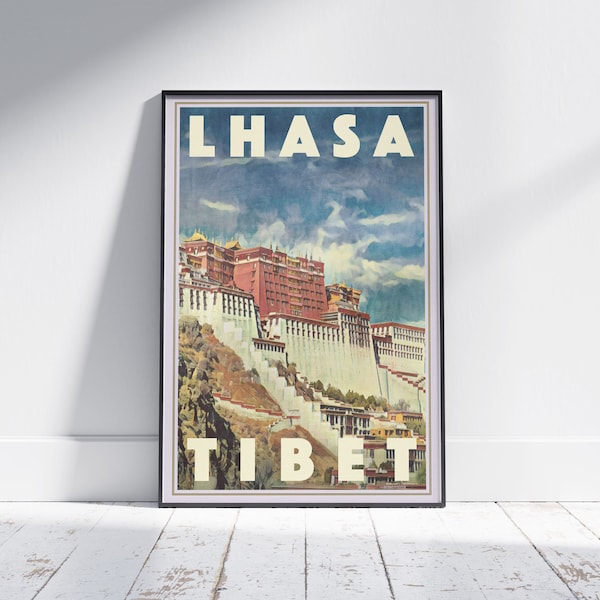 Lhasa Poster Potala Palace by Alecse | Limited Edition Tibet Travel Poster | Lhasa Gallery Wall Print of Potala | Tibetan Decoration Gift