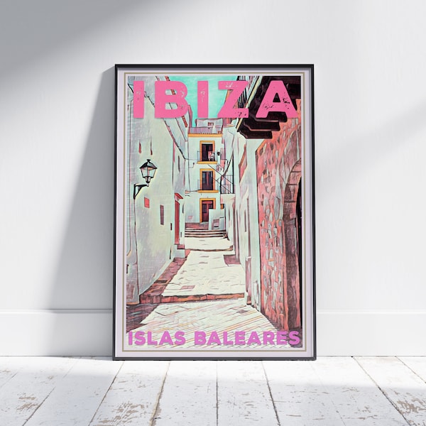 Ibiza Poster Old Street 2 by Alecse | Limited Edition Ibiza Travel Wall | Eivissa Poster | Ibiza Print | Ibiza Gift | Spain Poster of Ibiza