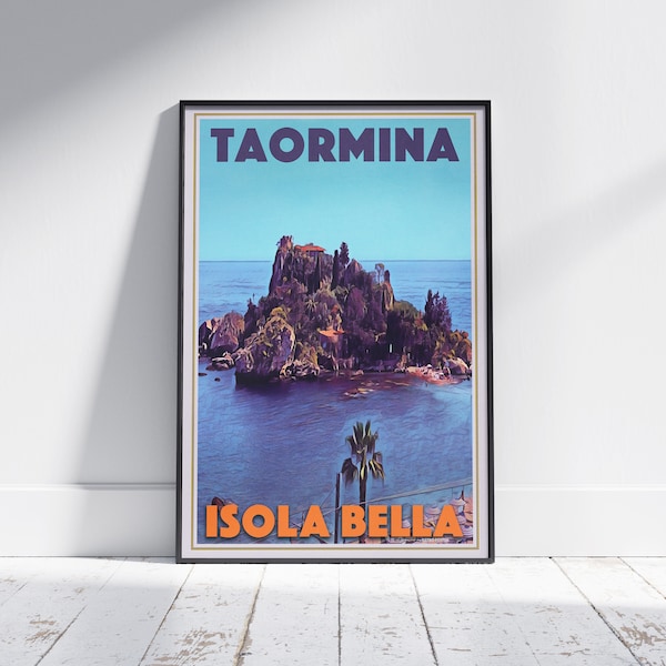 Taormina Poster Isola Bella by Alecse | Limited Edition | Sicily Travel Poster | Italy Travel Poster | Taormina Print | Poster of Taormina