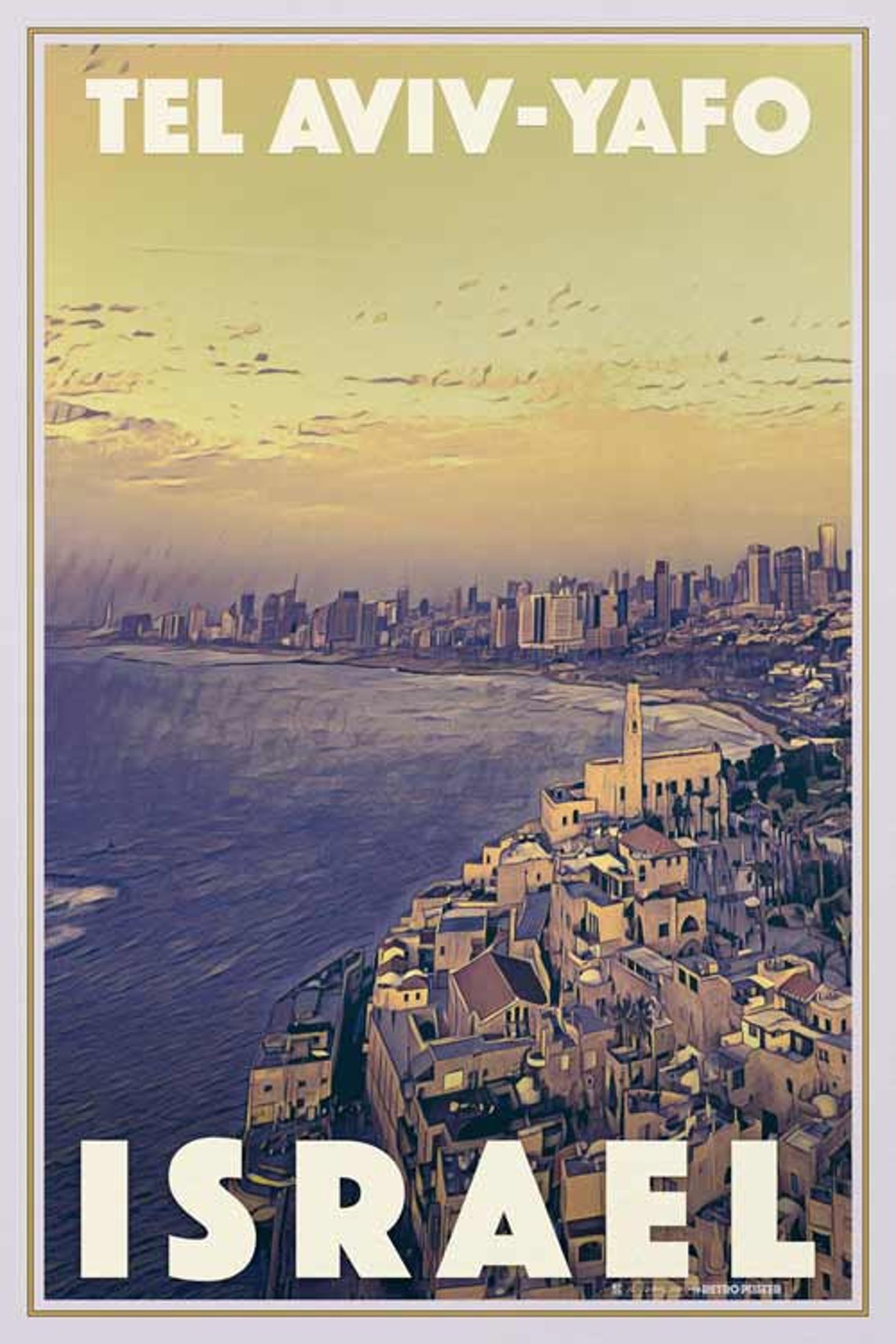 Poster Tel Aviv Yafo Vintage Retro Poster Israel Etsy