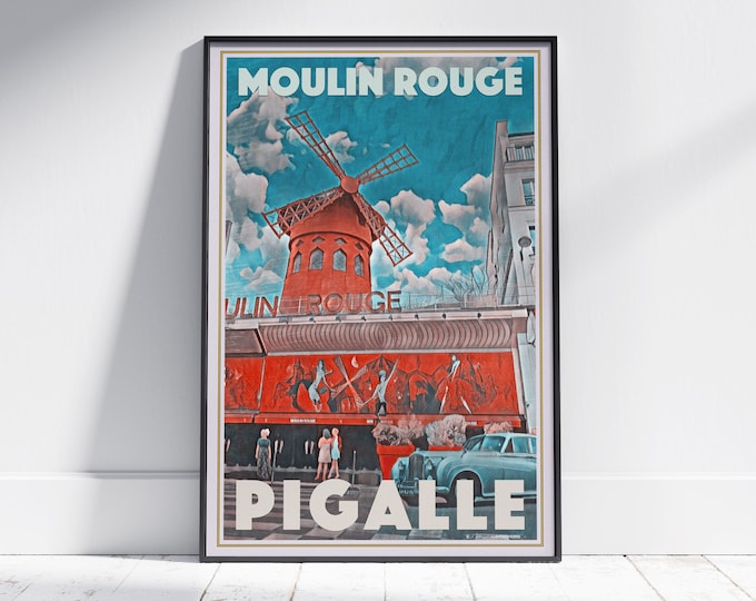 Paris Poster Pigalle Moulin Rouge by Alecse | Limited Edition | Montmartre Poster | France Travel Poster | Paris Souvenir