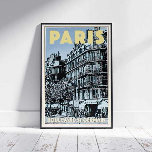 Saint Germain Poster by Alecse | Limited Edition Paris Vintage Travel Poster | St Germain -des-Près Gallery Wall Print of Paris | Deco Gift