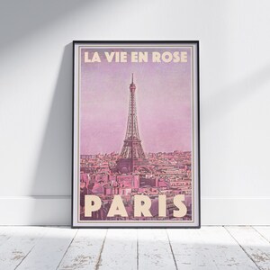 Paris Poster Life in Pink | France Travel Poster | La Vie en Rose Print | Eiffel Tower Paris Decor