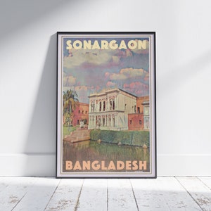 Sonargaon Poster Ishar Khan Palace by Alecse | Limited Edition Bangladesh Travel Poster | Dhaka Gallery Wall Print Sonargaon | Bengal Decor