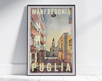 Manfredonia Poster Puglia by Alecse | Limited Edition Italy Travel Poster | Puglia Gallery Wall Print of Manfredonia | Italy Decoration Gift