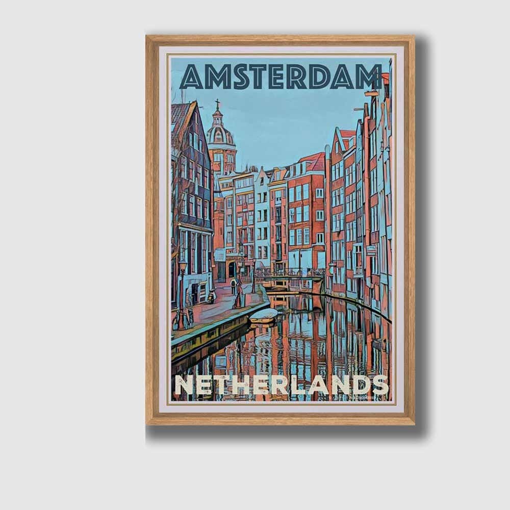 Retro Poster Amsterdam 2 Vintage Travel Poster of Holland Etsy