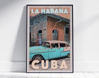 Cuba Poster Turquoise by Alecse | Limited Edition Cuba Travel Poster | Havana Poster | Cuba Print | Cuba Travel Wall | Classic Havana Print