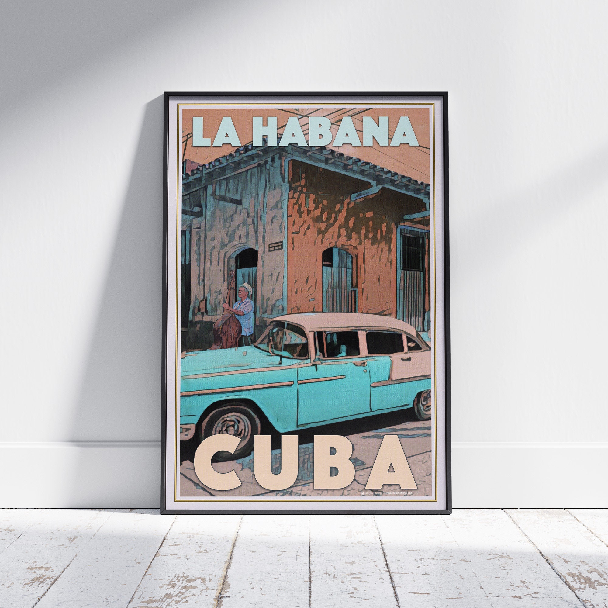 Cuba Poster Turquoise by Alecse Limited Edition Cuba Travel Poster 