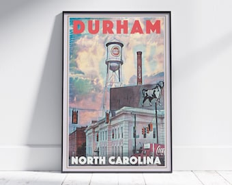 Durham Poster Lucky Strike by Alecse | Limited Edition | North Carolina Travel Poster | Classic Durham print | Durham Gift Poster of Durham