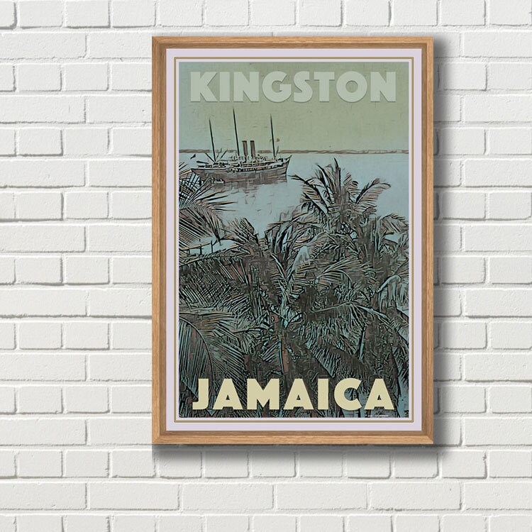 Poster Jamaica Vintage titled Kingston Cruise Retro Poster Etsy