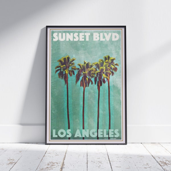Los Angeles Poster Sunset Palm Trees by Alecse | Limited Edition California Travel Poster | Palm Trees Gallery Wall Print of Los Angeles