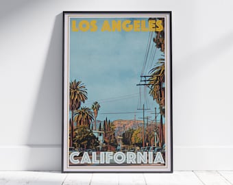 Los Angeles Poster Street by Alecse | Limited Edition | California Travel Poster |  Classic Los Angeles Gallery Wall Print of California