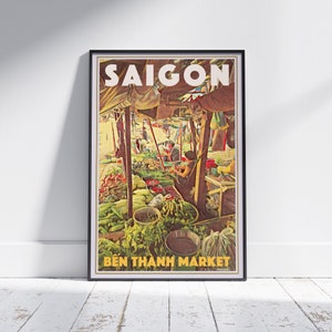 Ben Thanh Market Poster, Saigon Vietnam Travel Art, Exclusive Limited Edition Poster, Alecse Vintage Market Scene, Unique Home Decor Gift