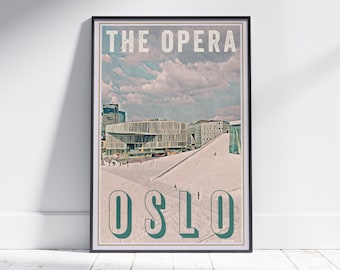 Oslo Poster Opera by Alecse | 300ex | Norway Travel Poster | Oslo Travel Wall | Oslo Print | Norway Print | Oslo Gift | Architecture Poster