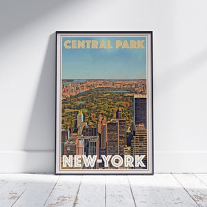 New York Poster Central Park Panorama by Alecse | Limited Edition | New York Travel Poster | Central Park print | Classic Poster of New York