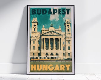 Budapest Parliament & Tram Art Print | Hungary Vintage Wall Decor