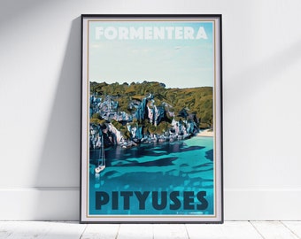 Formentera Poster Pityuses by Alecse | Limited Edition Spain Travel Poster | Balear Islands Poster | Classic Formentera Gallery Wall Print