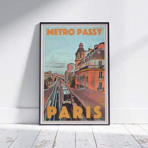 Paris Poster Metro Passy by Alecse | Limited Edition Paris gallery wall print of Passy Metro Station | France Travel Poster of Paris Subway