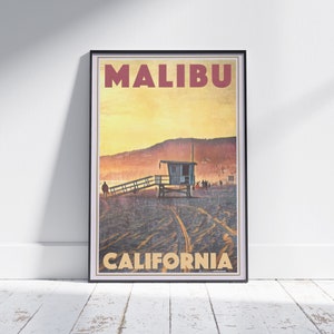 Malibu Poster Sunset 22 by Alecse | Limited Edition California Travel Poster | US Gallery Wall Print of Malibu | California Decoration