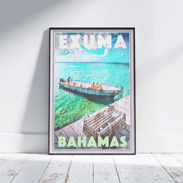 Bahamas Poster Exuma by Alecse | Limited Edition | Bahamas Travel Poster | Classic Bahamas print | Bahamian Gift | Poster of Exuma Island