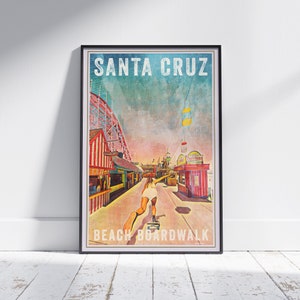 Santa Cruz Poster Beach Boardwalk Skater Girl by Alecse | Limited Edition | Vintage California Poster | Santa Cruz Gallery Wall Print