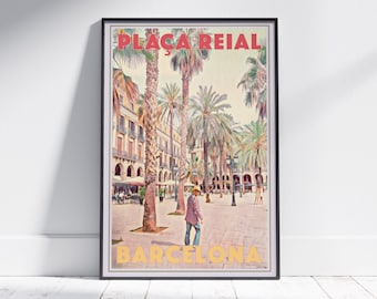 Barcelona Poster Placa Reial by Alecse | Limited Edition Spain Travel Poster | Classic Barcelona print | Barcelona Gift | Placa Reial Print